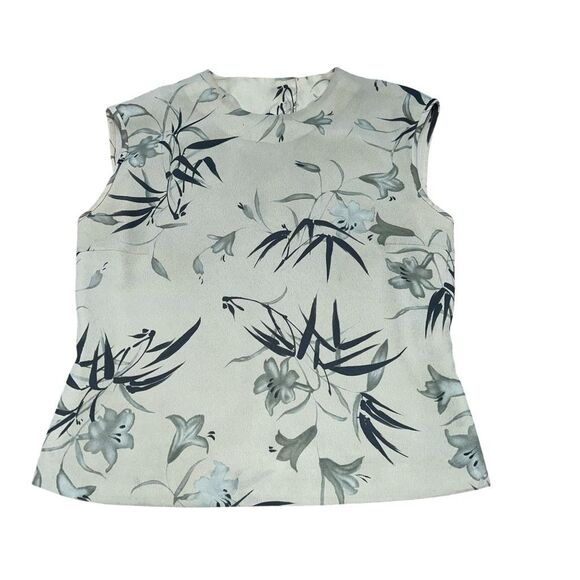 VINTAGE HARVÉ BENARD Green Floral Lined Tank Top Blouse Size 4 - Picture 1 of 7